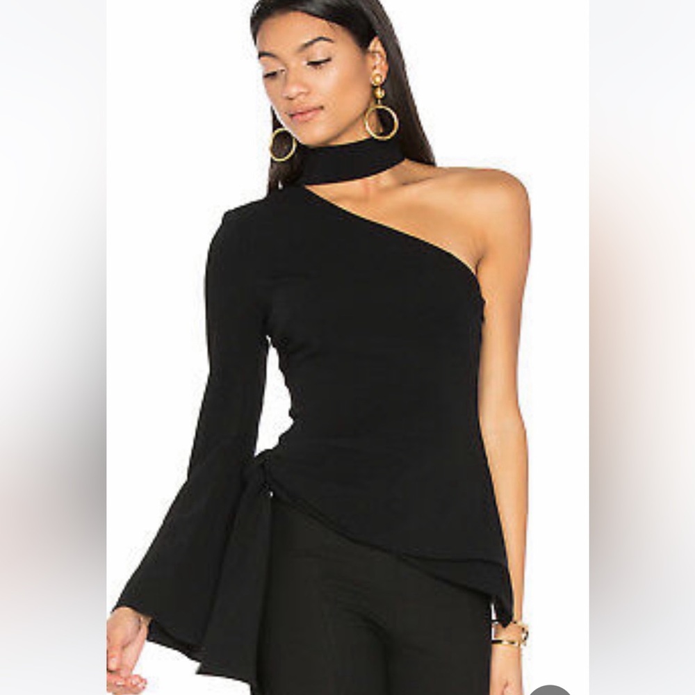 Cinq à Sept Black One-Shoulder Top